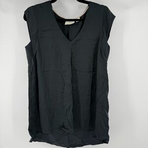 Anthropologie Maeve Black Sleeveless Blouse Cutout Detail